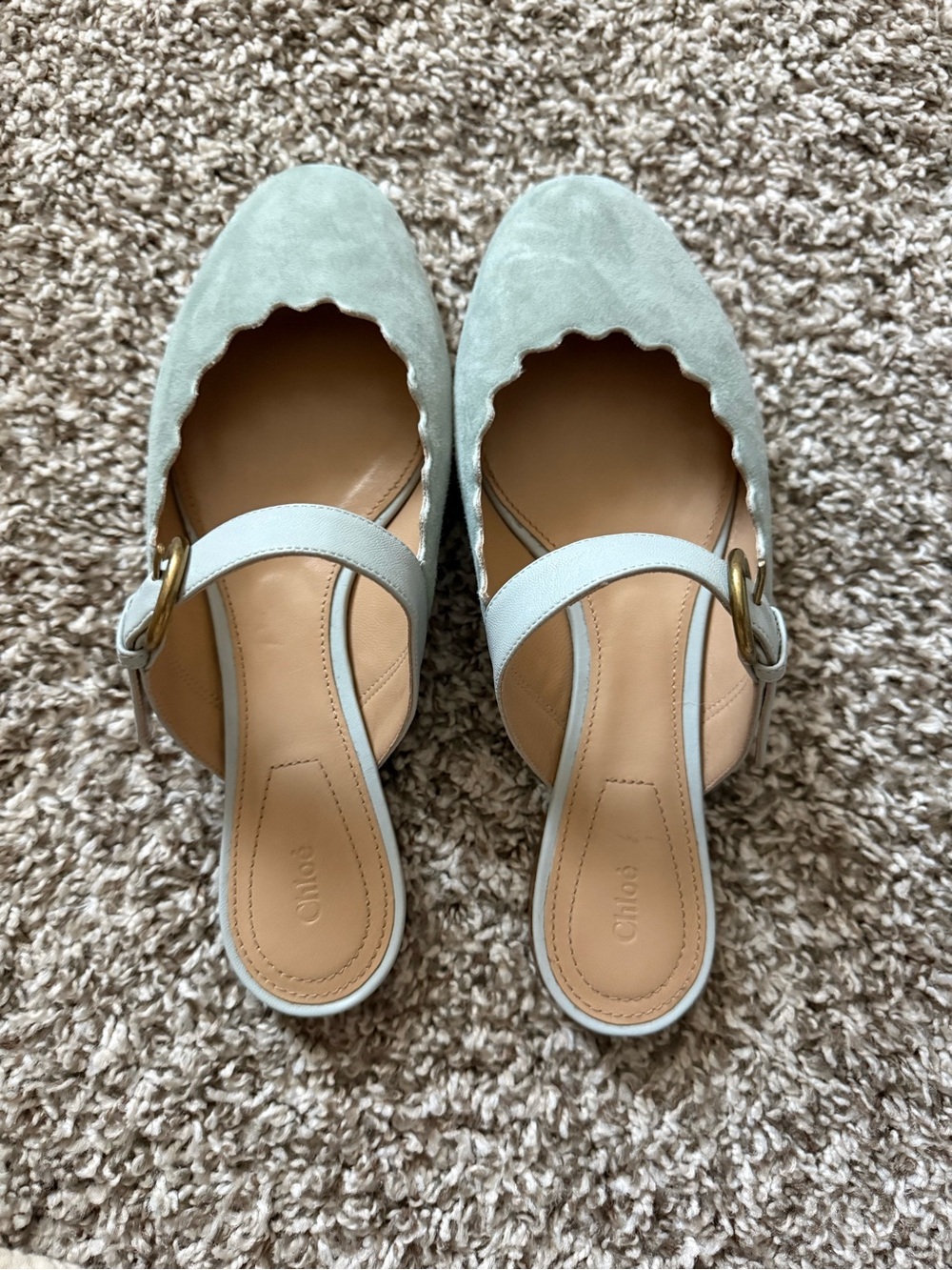 Chloé Scalloped Light Blue Mary Jane